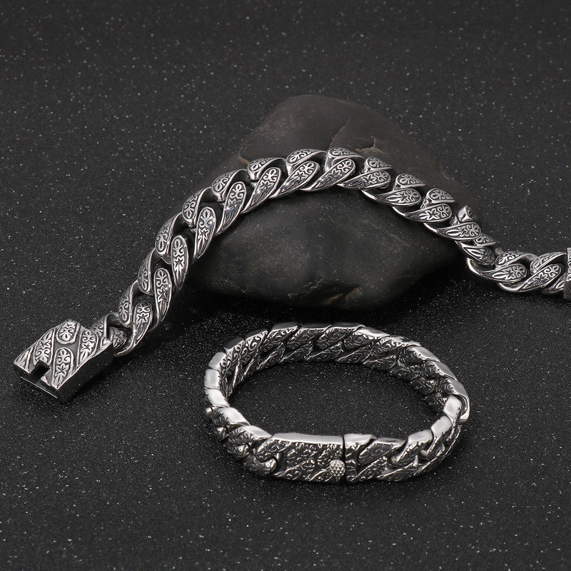 Old & – Flower Men's Titanium Steel Bracelet Hair