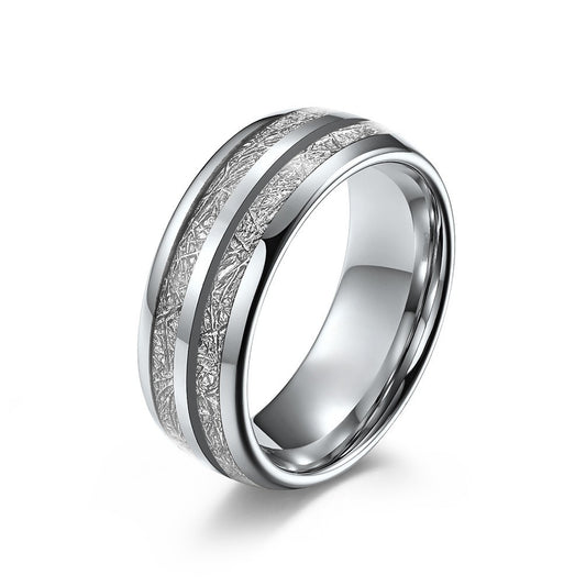 Double-Slot Tungsten Steel Ice Silk Ring for Couples