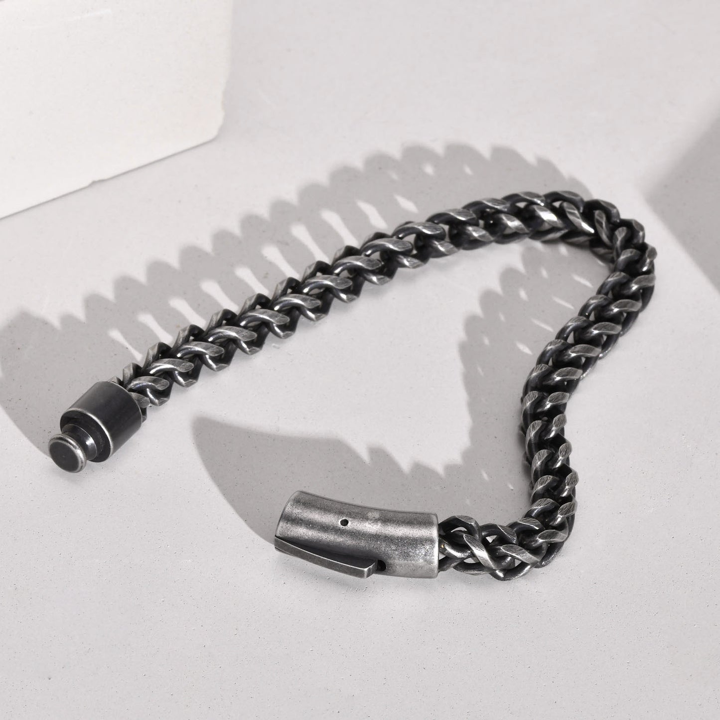 Stainless Steel Bracelet Retro Gray Keel Chain for Men