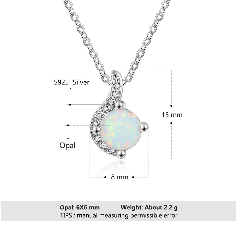 Planderful Jewelry Sterling Silver Opal Necklace