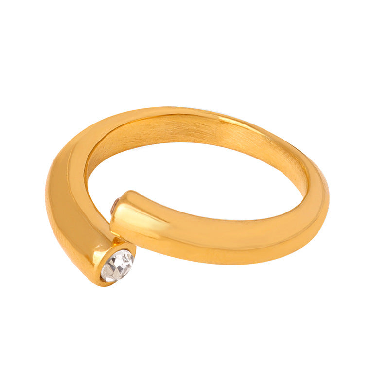Unique Geometric Inlay Design Titanium Steel Ring for Women