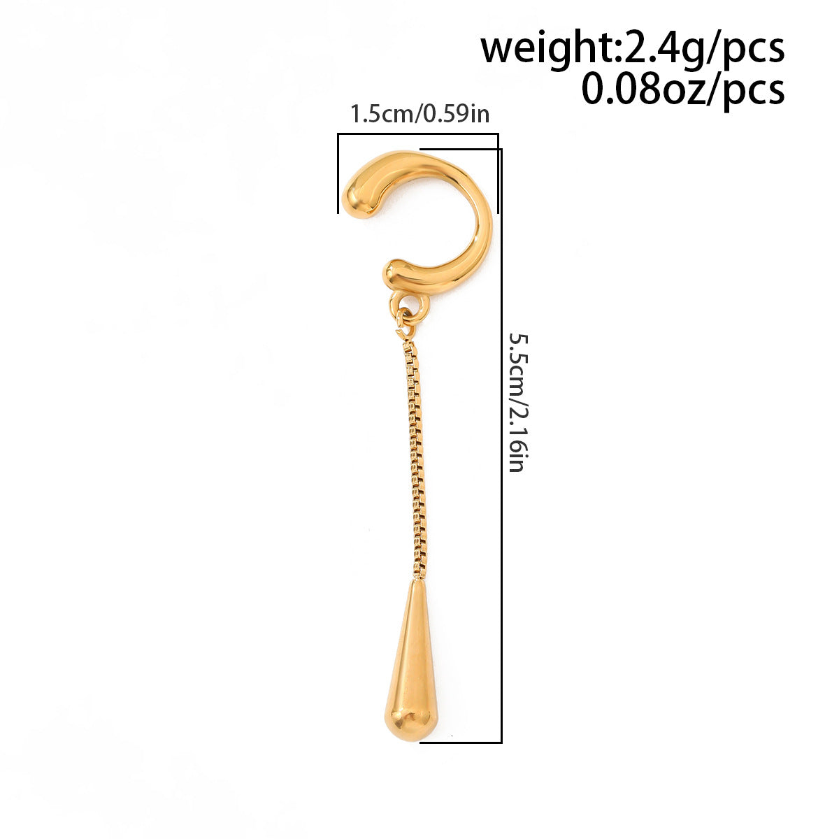 Planderful Vienna Verve Stainless Steel Water Drop Ear Clips No Piercing Tassel Chain for Modern Women