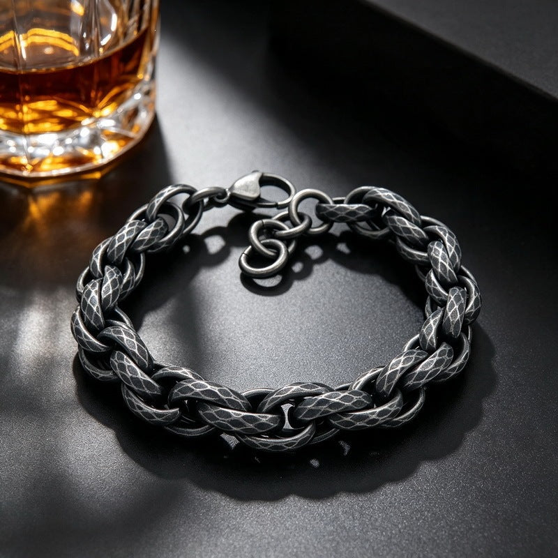 11mm Hammer Twist Twist Chain With Extension Chain Stainless Steel Men's Bracelet
