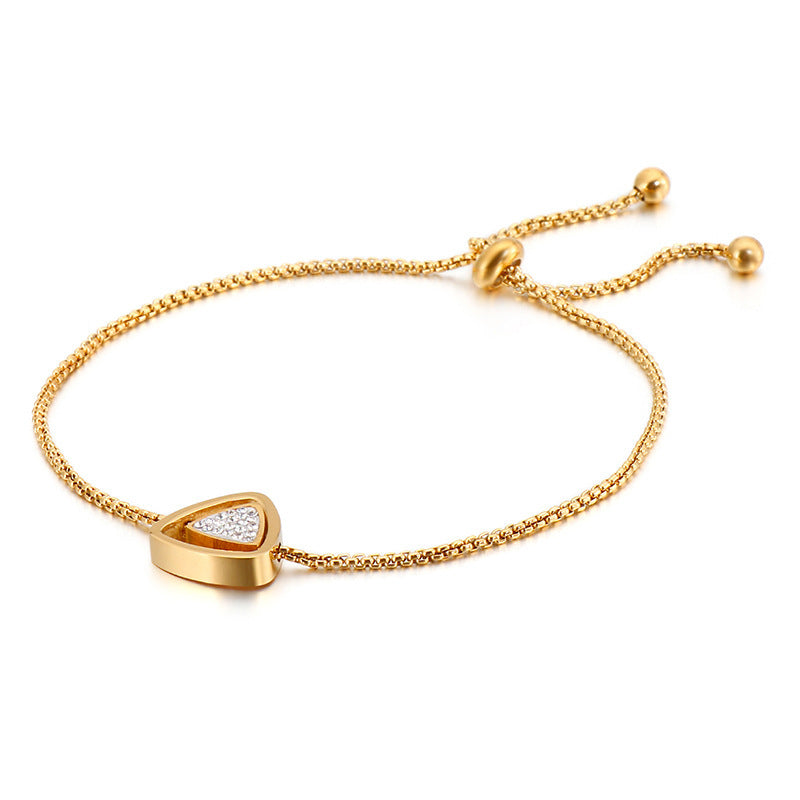 Daily Commuting Minimalist Stainless Steel Geometric Zircon Bracelet Square Pearl Chain