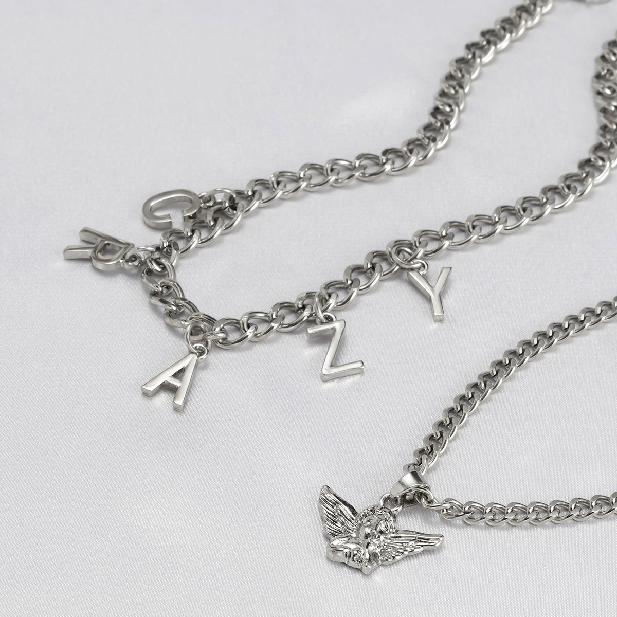 Planderful Vienna Verve Letter Tassel Necklace For Women - Retro Collarbone Chain Hip Hop Angel Style Statement Jewelry