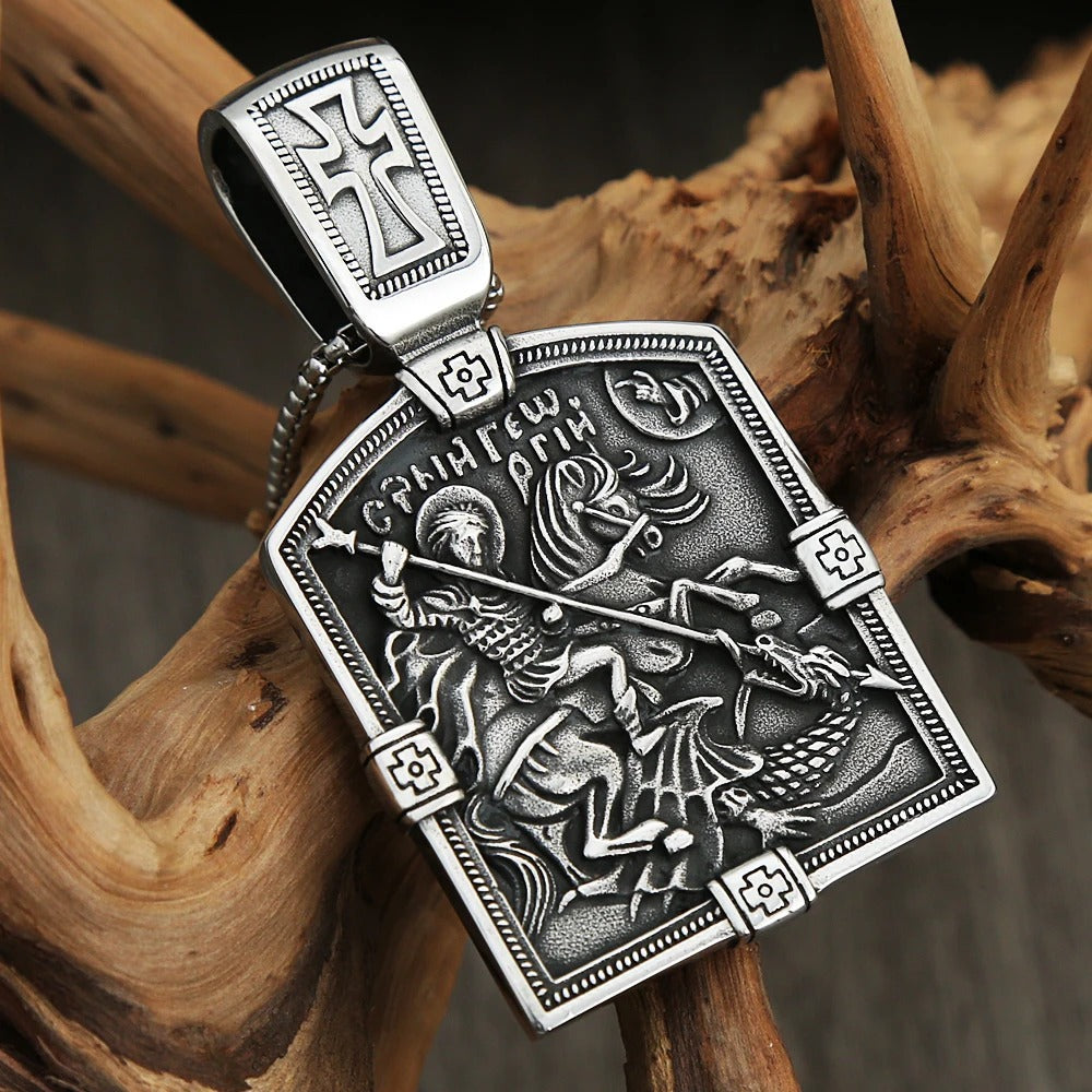 Vintage Cross Viking Stainless Steel Men's Pendant Necklace