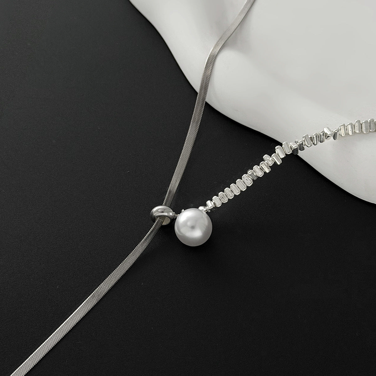 Adjustable Pearl & Snake Chain Necklace