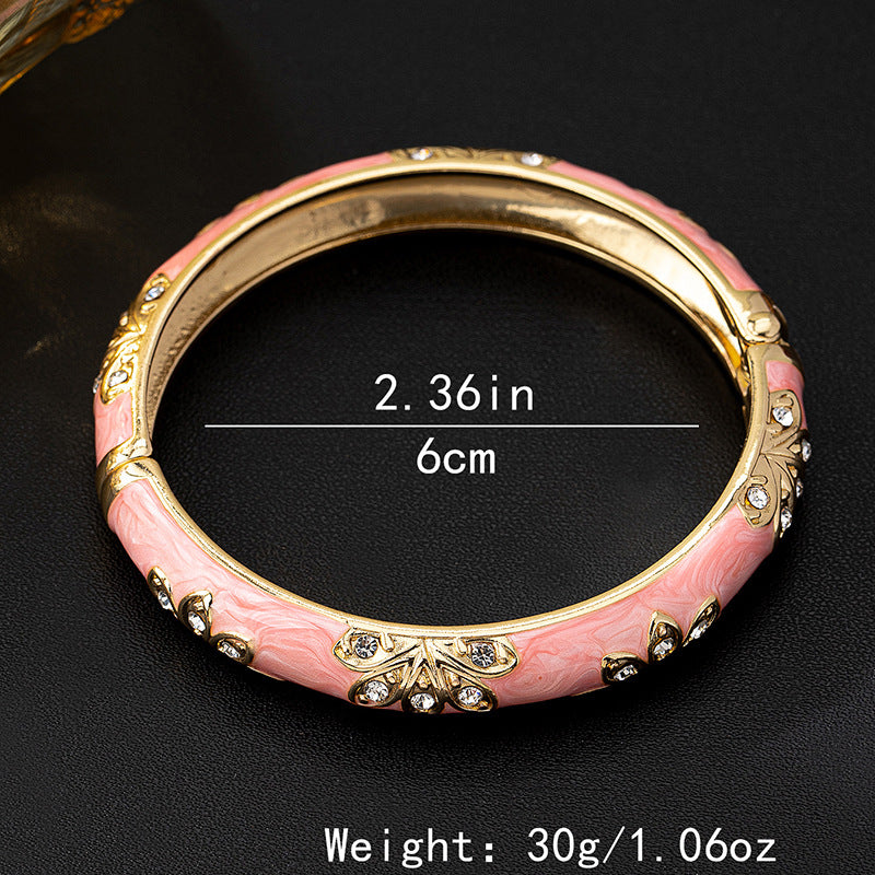 Planderful Vienna Verve Bracelet – Elegant Metal Pink Dripping Flower Design