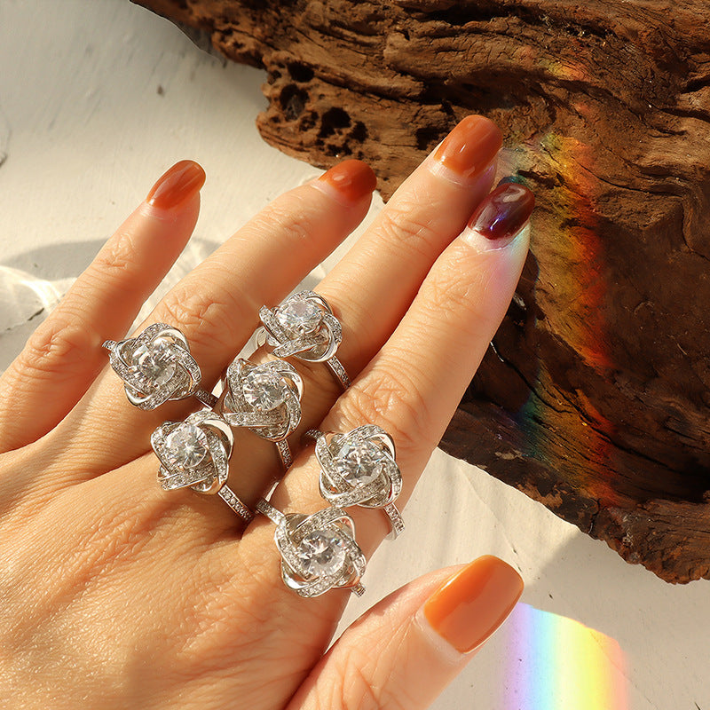 Elegant Zircon Ring: Stylish Single Band for Women's Gift Jewelry