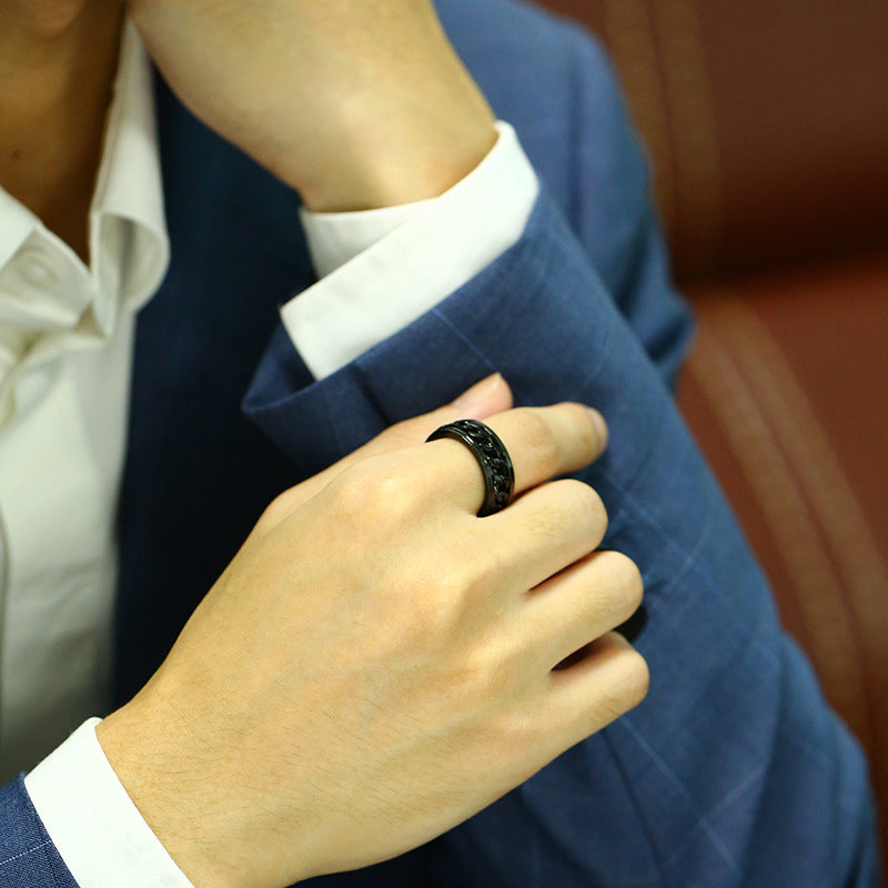 Titanium Steel Open Bottle Ring Rotating Ring for Men