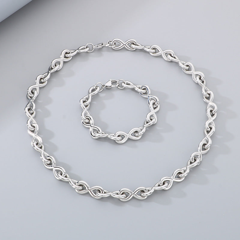 New Fashionable 8 Shape Bracelet And Infinity Necklace Set