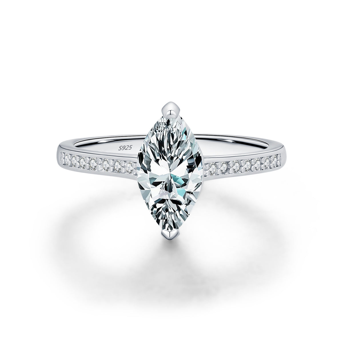 S925 Sterling Silver Marquise Moissanite Statement Ring