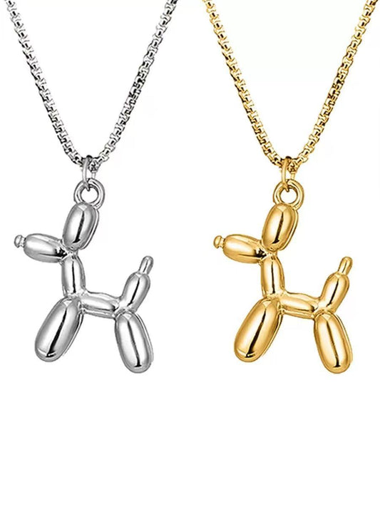 Planderful Jewelry Balloon Dog Necklace Stainless Steel Pendant For Street Style Enthusiasts