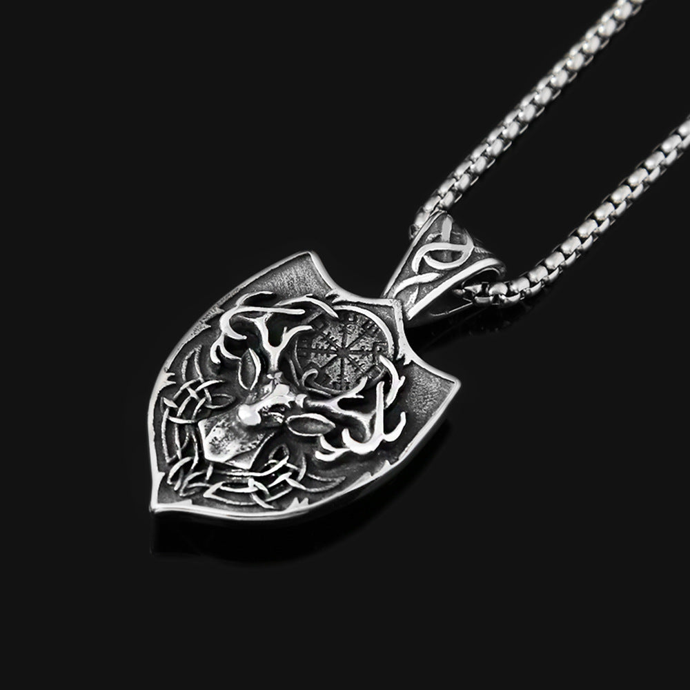 Vintage Viking Compass Stainless Steel Men's Pendant Necklace