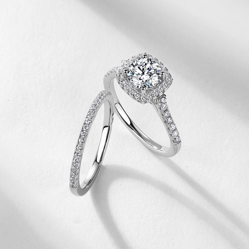 Planderful Classic Moissanite Sterling Silver Ring – 6.5 × 6.5 mm, 1 ct – Style 3