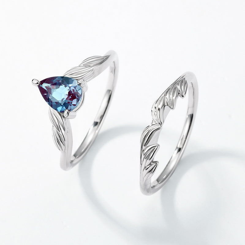 Planderful Pear-Cut Lab-Grown Alexandrite Sterling Silver Ring