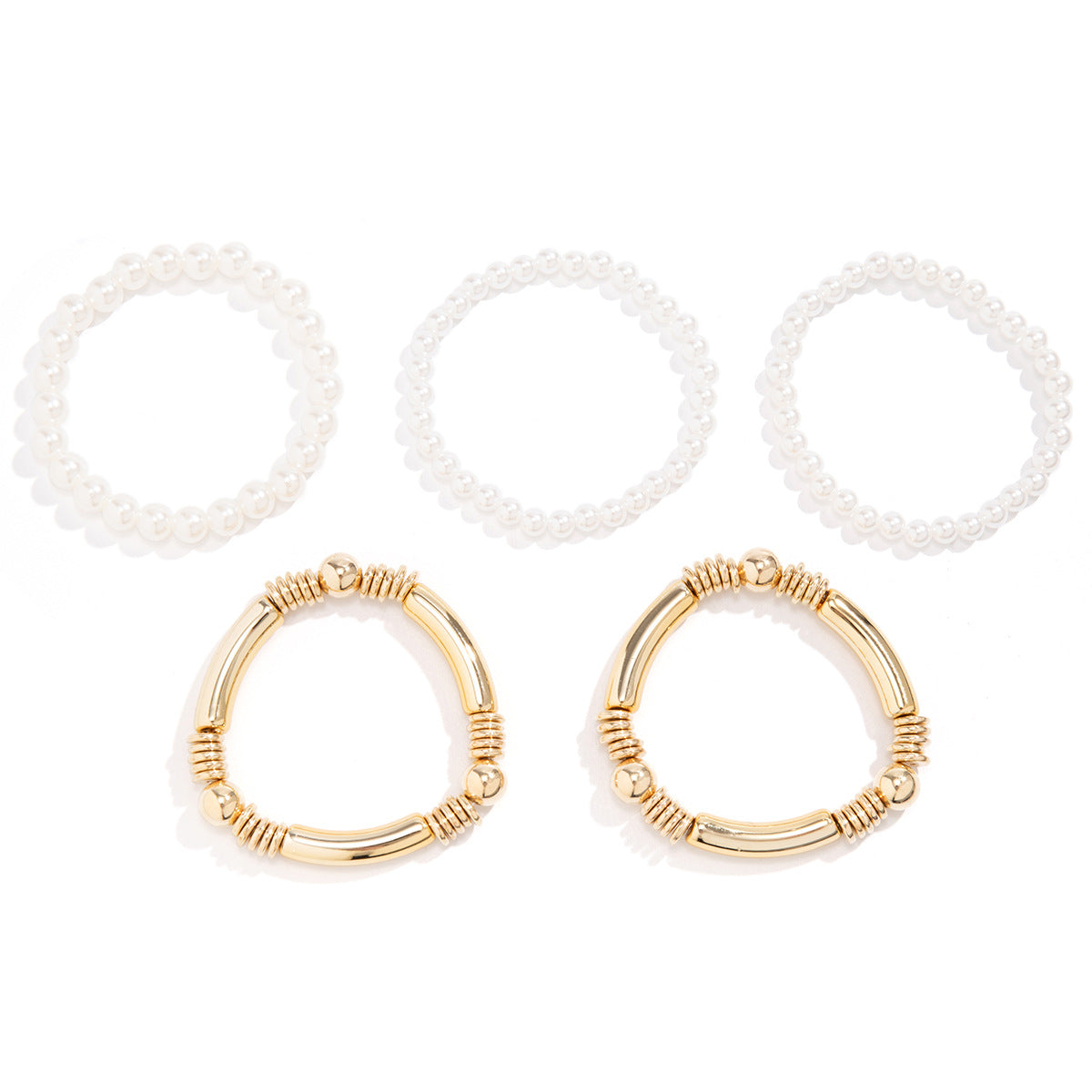 Exaggerated Cyberwind Multi-layer Beaded Bracelet with Imitation Pearl Accents