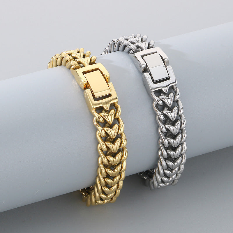 Planderful Men Bracelet Gold Plated Interwoven Love Chain