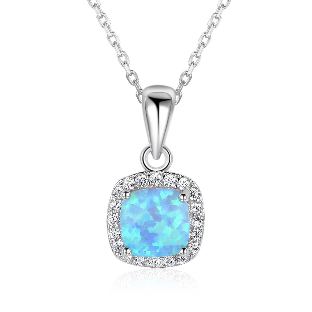 Planderful Jewelry Opal Necklace In Sterling Silver
