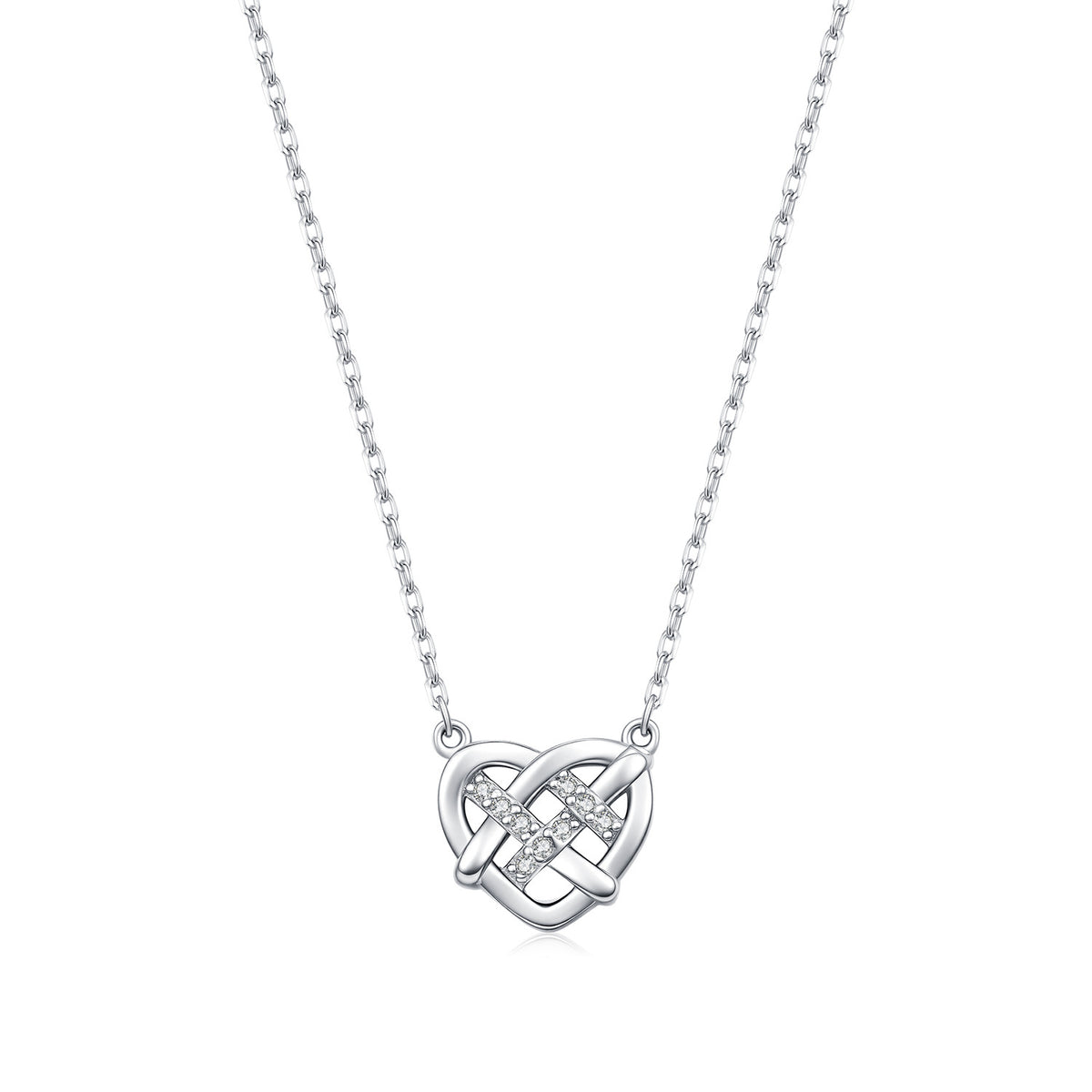 925 Sterling Silver Heart Woven Moissanite Necklace