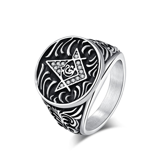 Freemasonry G Fraternity Titanium Steel Ring for Men