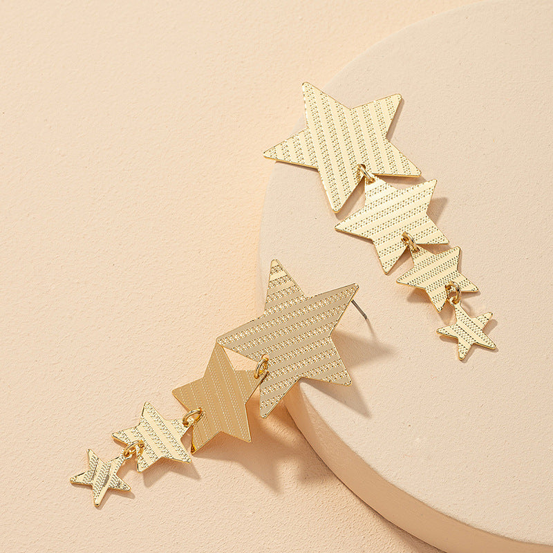 Exaggerated Fashion Metal Star Earrings - Wholesale Pair for Women's Cross-Border Style