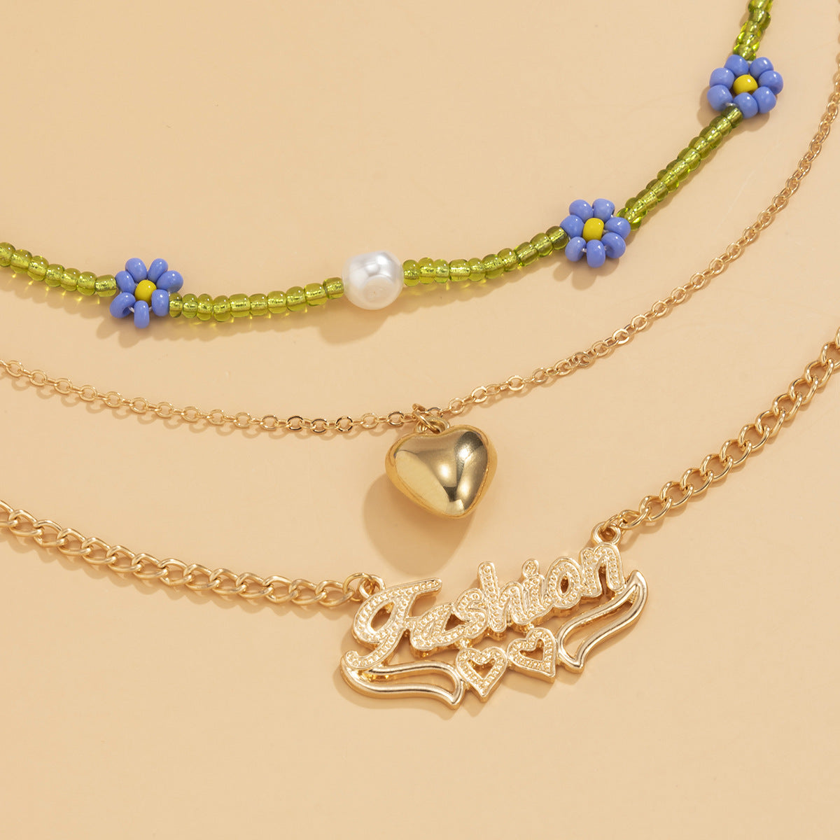 Planderful Vienna Verve Layered Letter Daisy Necklace With Imitation Pearls For Women Elegant Statement
