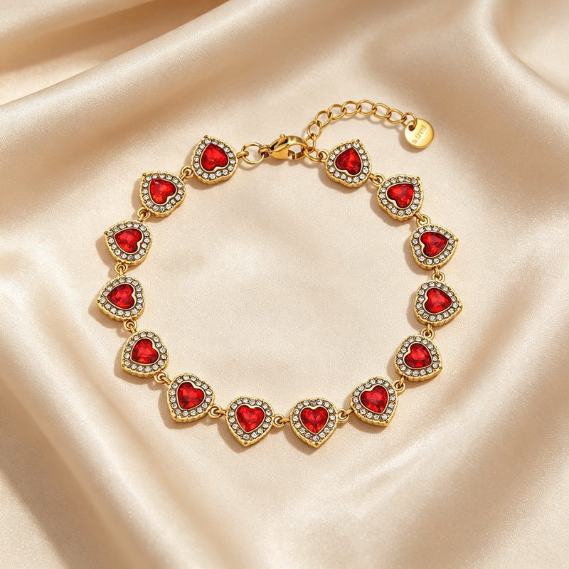 Heart Of The Ocean Romantic Gift French Love Inlaid Zircon Stainless Steel Women's Bracelet