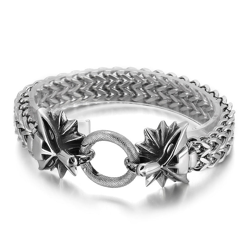 Retro Animal Head Woven Stainless Steel Men's Bracelet from Planderful Collection
