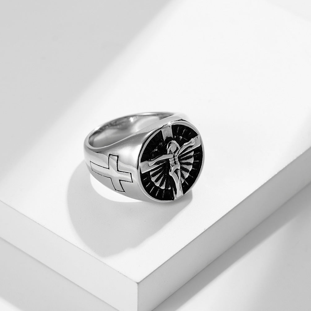 Cross-Border E-Commerce Cross Men's Stainless Steel Ring