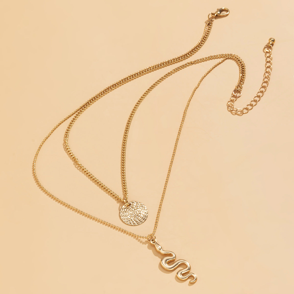 Planderful Snake Necklace Double Layer Geometric Curved Chain For Women Statement Jewelry