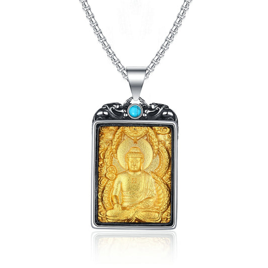 Stainless Steel Necklace - Elegant Zodiac Buddha Pendant