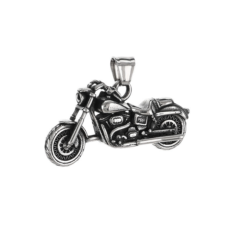Style Skull Motorcycle Pendant, Punk Stainless Steel Trendy Man Truck Locomotive Pendant Necklace