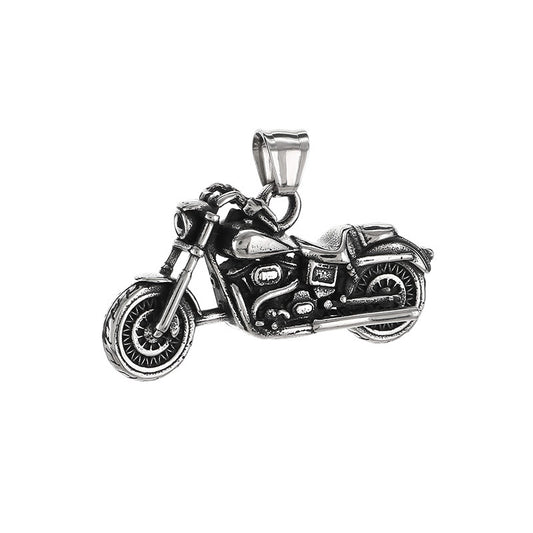 Style Skull Motorcycle Pendant, Punk Stainless Steel Trendy Man Truck Locomotive Pendant Necklace