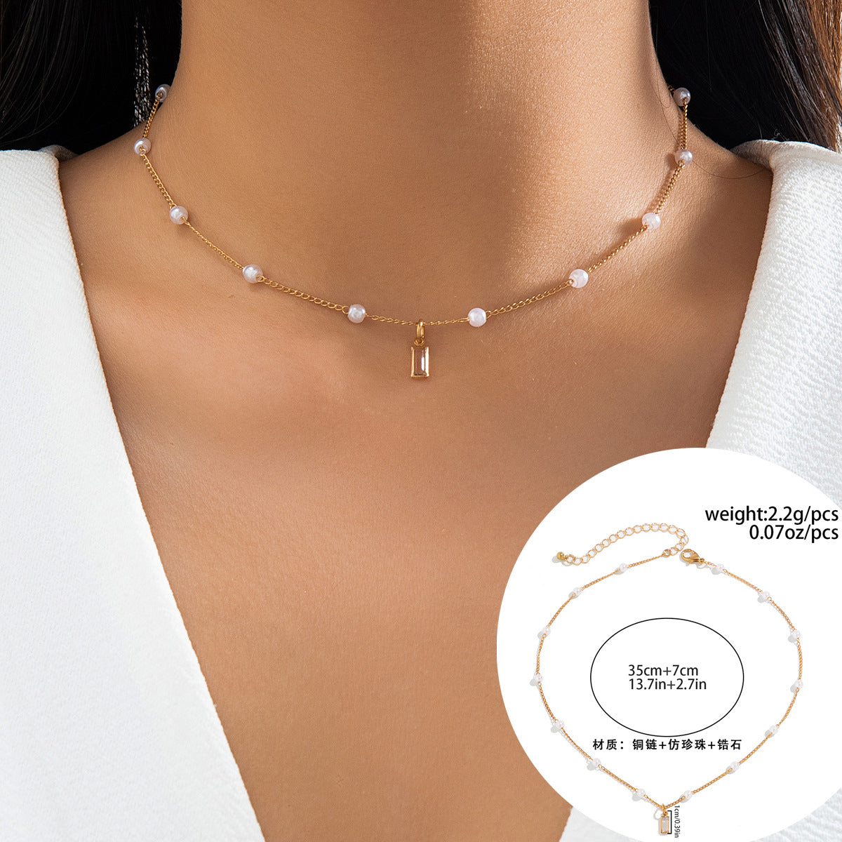 European and American Cross-border Classic Rhinestone Pendant Necklace with Imitation Pearls and Tassels