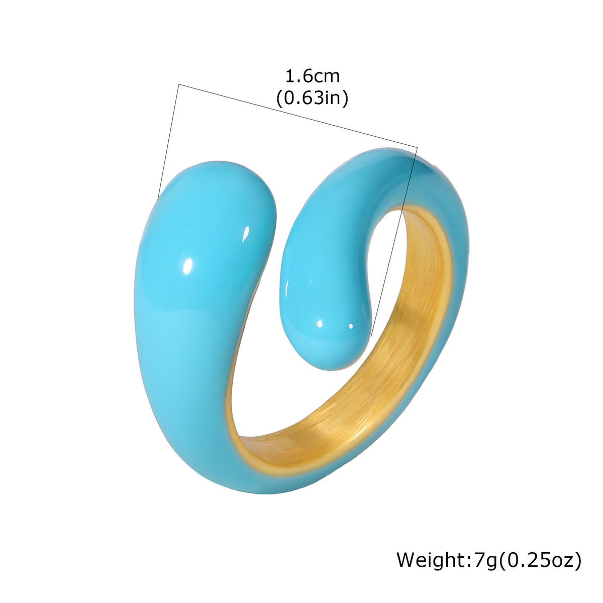 Stainless Steel Summer Ocean Wind Drip Oil Ring Irregular Design Curved Drip Light Blue