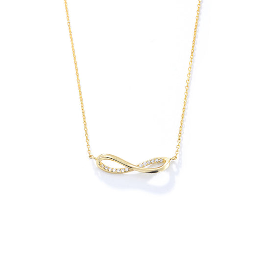 S925 Silver Inlaid Zircon Mobius Ring Pendant Necklace Sense Necklace