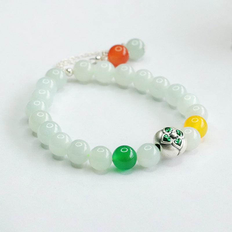 Jadeite Ruyi & Round Bead 8 mm Bracelet