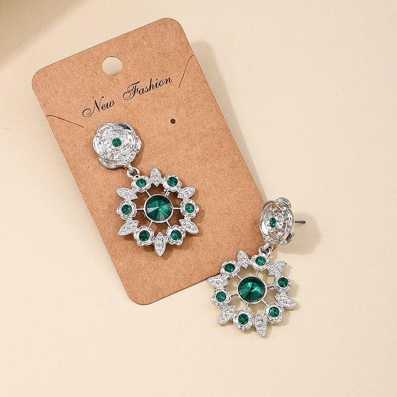 Elegant Sunflower Emerald Earrings - Vienna Verve Collection