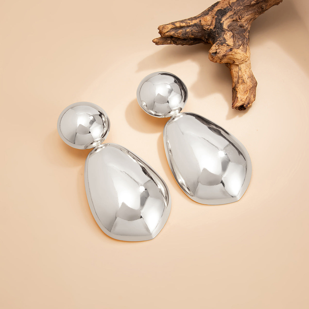Planderful Vienna Verve Geometric Statement Earrings for Women Irregular Pleated Metal Jewelry