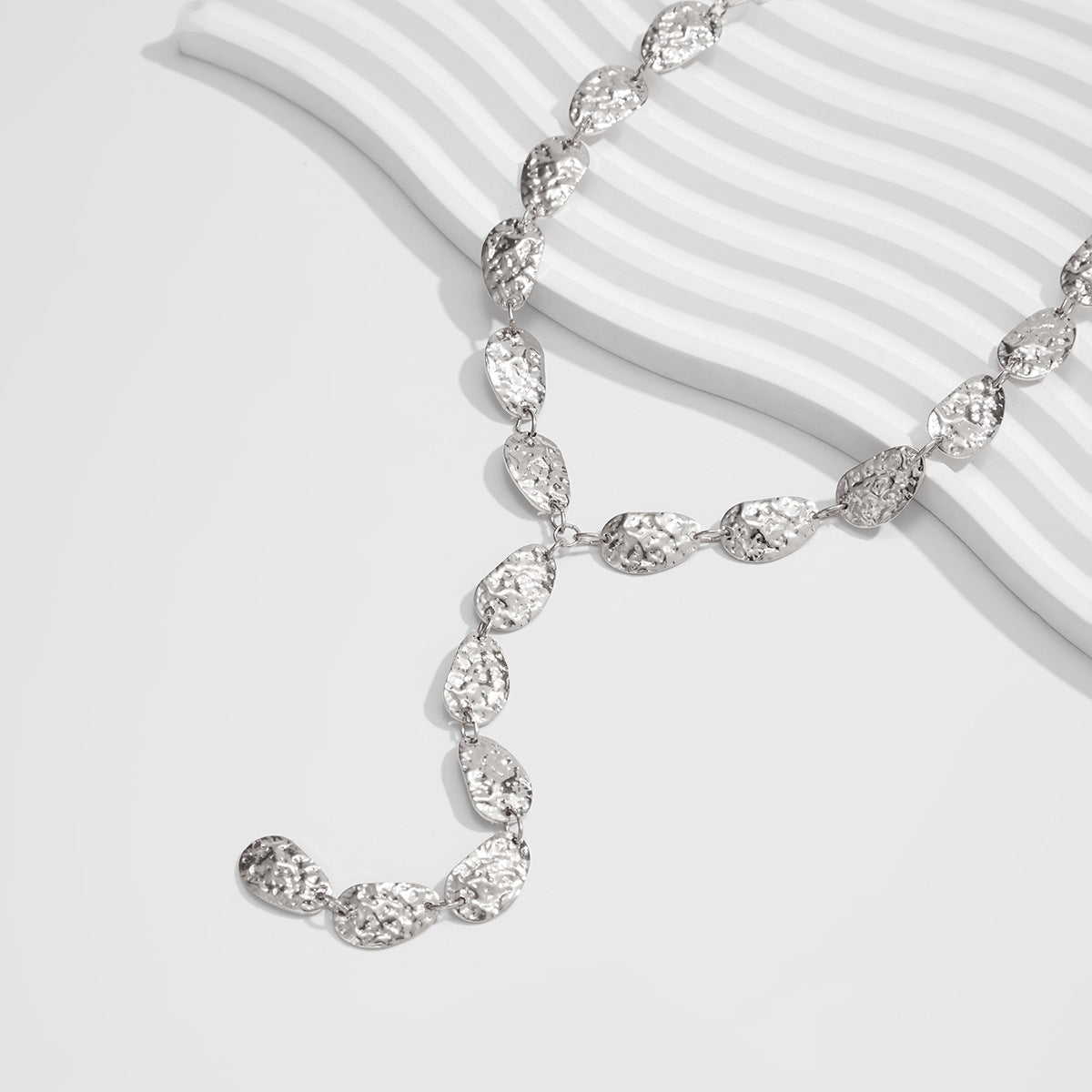 Hammered Irregular Y-Shaped Necklace