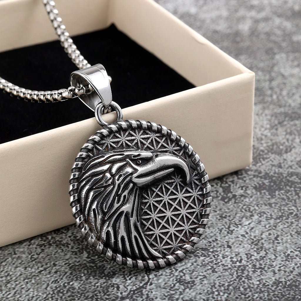 Vintage Eagle Stainless Steel Men's Pendant Necklace