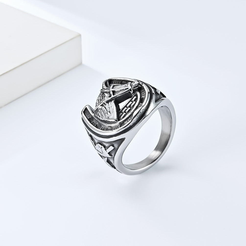Planderful Horse Head Ring Personalized Racing Style Titanium Steel Jewelry for Equestrian Fans