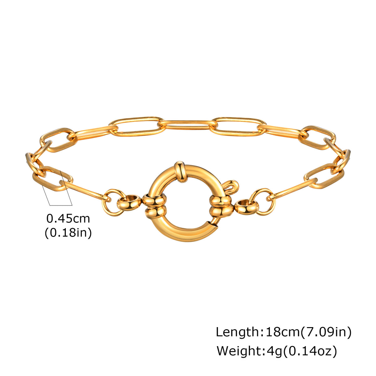Stainless Steel Small Square Chain Bubble Buckle Gold Bracelet