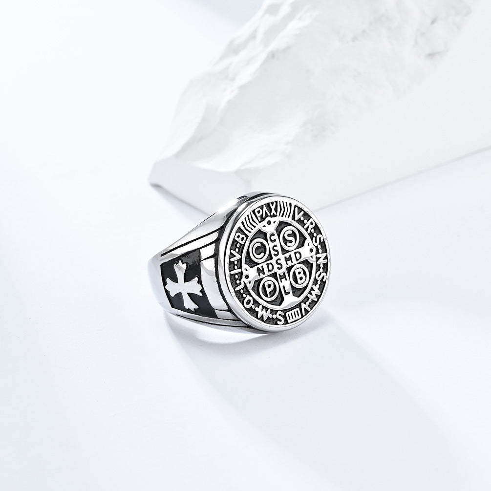 Steel Ring – Vintage Cross Exorcist For Men