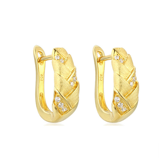 Planderful S925 Silver Wheat Ear Earrings Women Zircon Chic