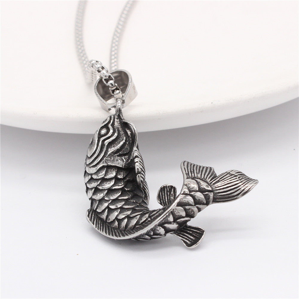Planderful Koi Carp Titanium Steel Pendant For Men And Women Unisex Durable Shield Jewelry