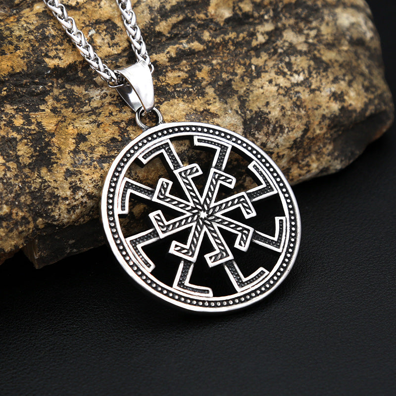 Octagram Windmill Stainless Steel Men's Pendant Necklace