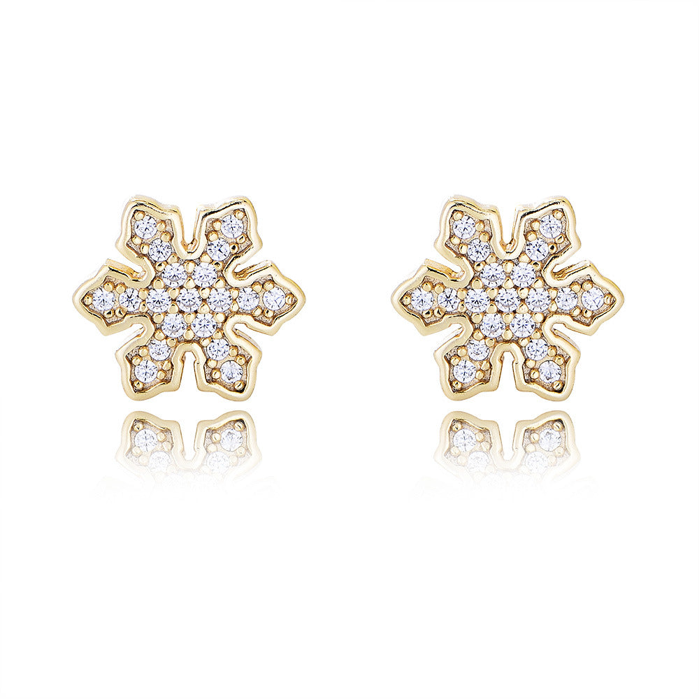 S925 Silver Delicate Zircon Snowflake Stud Earrings Tide Earrings Valentine'S Day Gift