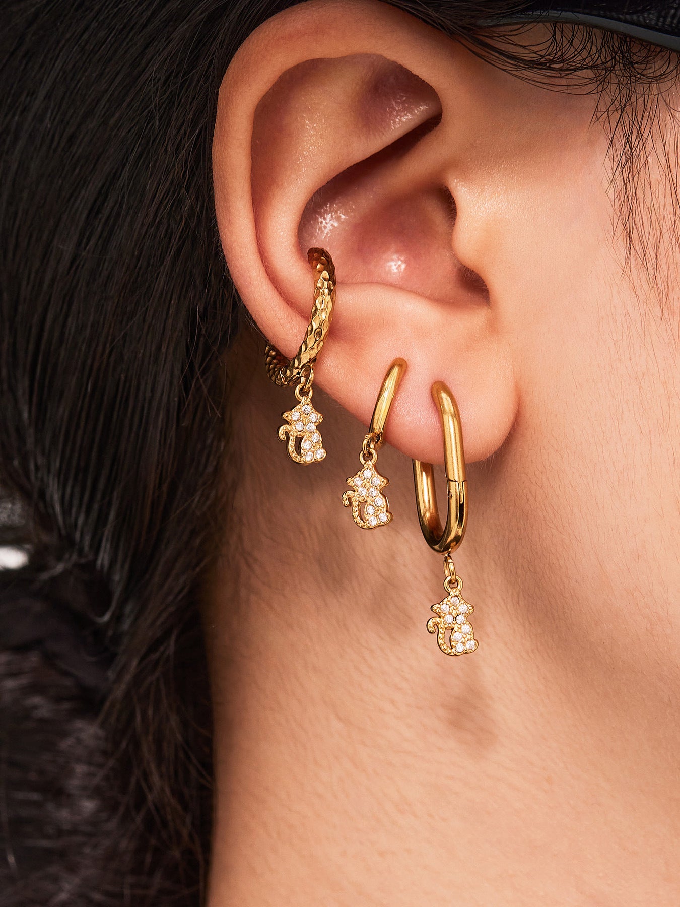 Planderful 18K Gold Plated Zircon Animal Earrings Women